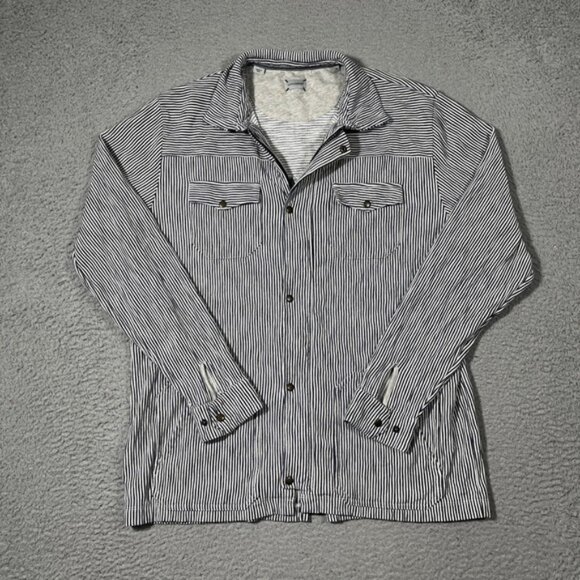 Lucchese Men's Sz XL Blue White Stripe Long Sleeve Snap Shirt Zip Up Jacket - Picture 1 of 7